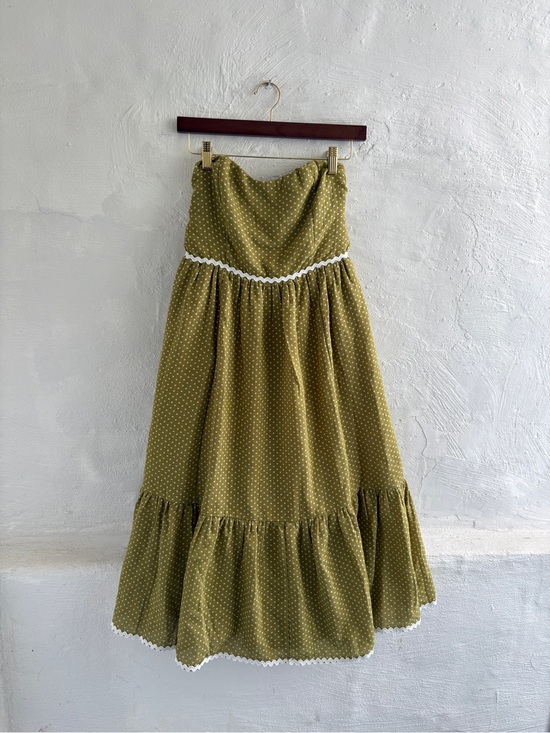 Lulus Delightful Design Light Green Polka Dot Midi Dress With Pockets